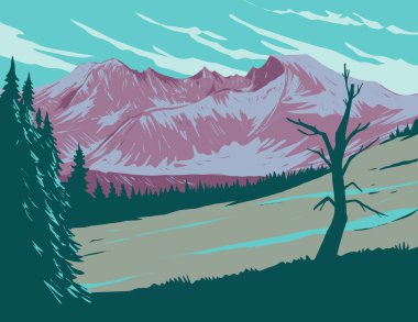 WPA 'nın Snake Range' deki Wheeler Tepesi afişi White Pine County, Nevada 'daki Great Basin Ulusal Parkı' nda yer almaktadır..