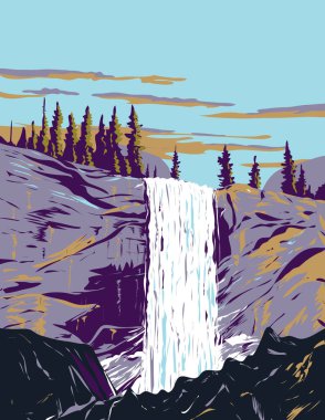 WPA 'nın Vernal Fall poster sanatı, ABD' nin Yosemite Ulusal Parkı 'ndaki Merced Nehri üzerindeki bir şelale proje yönetimi veya federal sanat projesi tarzında yapılan Mist Trail boyunca izlendi.