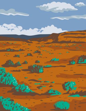 ABD 'nin Washington eyaletinin güneydoğusundaki Kolombiya Havza Çölü veya Columbia Platosu' ndaki WPA poster sanatı proje yönetimi veya federal sanat projesi tarzında yapıldı..