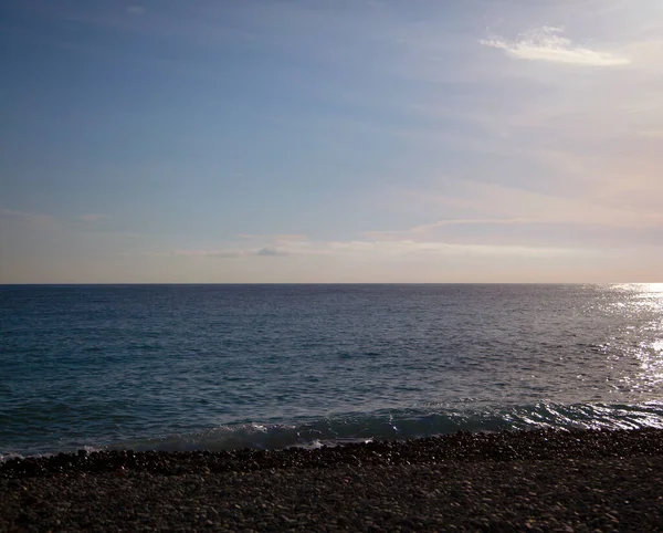 Zicht Zee Golven Onder Zonsondergang Licht Uitzicht Het Landschap — Stockfoto