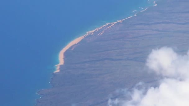 Hawaii Island Aircraft Φορητή Ocean Coast Και Σύννεφα — Αρχείο Βίντεο