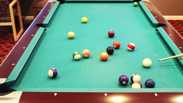 Successful Pool Corner Shot Short Side Table — Vídeos de Stock