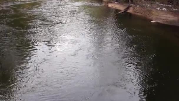 Pohled Dolů Merced River Tok Směrem Kameře Povrchovými Vzory Vodě — Stock video