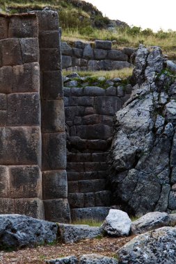 Detail Shot Of Inca Steps And Walls With Surrounding Rocks In Hill Cusco Peru South America
