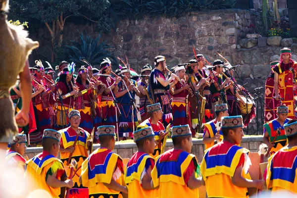 Musicians Soldiers Traditional Costume Inti Raymi Festival Cusco Peru South — ストック写真