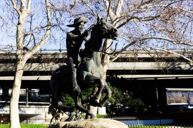 Pony Express At Heykeli ve Eski Şehir Sacramento California