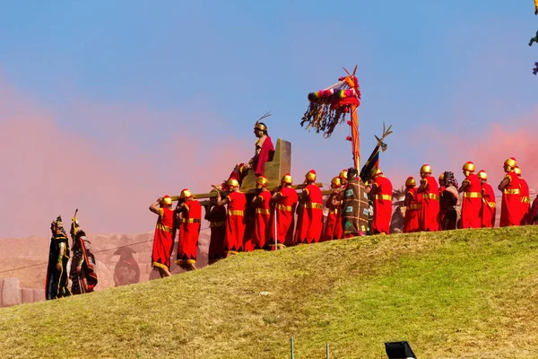 Kungen Förs Till Inti Raymi Festival Cusco Peru Sydamerikan Med — Stockfoto