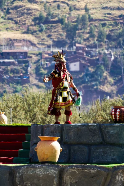 Inti Raymi Festival Cusco Peru Sydamerika Man Klädd Traditionell Kostym — Stockfoto
