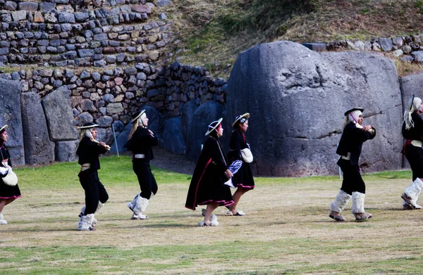 Men Women Traditional Costume Inti Raymi Festival Cusco Peru South — Stock Photo, Image