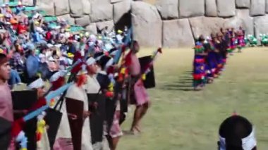 İnka Askerleri İnti Raymi Festivali 'nde Koşuyorlar Cusco Peru Güney Amerika