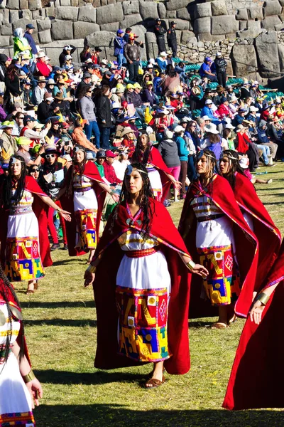 Women Traditional Costume Inti Raymi Festival Cusco Peru South America — Stock Photo, Image