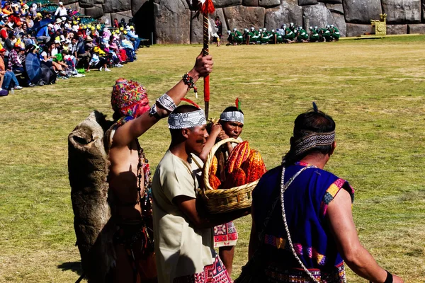 Män Klädda Traditionella Kostnader För Inti Raymi Festival Cusco Peru — Stockfoto