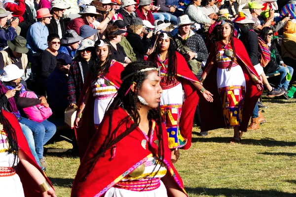Ženy Tradičním Kostýmu Pro Inti Raymi Festival Cusco Peru Jižní — Stock fotografie