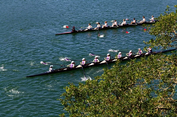 Deux Équipes Féminines Échauffent Sur Lac Folsom Californie — Photo