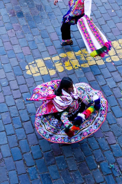 Inti Raymi Festival Parade Cusco Peru South American Woman Dancing — Stock Photo, Image