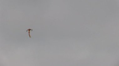 Gökkuşağı Renkli Uçurtma Gri Bulutlu Gökyüzü Newport Oregon 'da