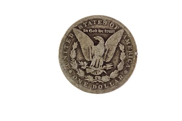 美国古代银币的尾端白底 — 图库照片