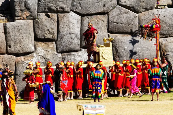Festival Inti Raymi Roi Inca Porté Sur Son Trône Avec — Photo