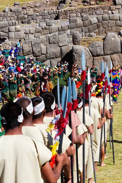 Hommes Costume Traditionnel Festival Inti Raymi Cusco Pérou Amérique Sud — Photo