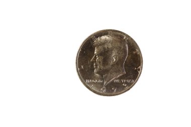 John F. Kennedy 'nin Beyaz Arkaplanda Kafası Olduğu Birleşik Devletler Yarım Dolarlık Parası