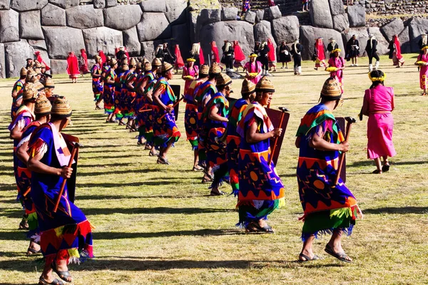 Hommes Femmes Costume Traditionnel Coloré Festival Inti Raymi Cusco Pérou — Photo