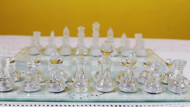 Chess Board Setup Starting Position Change Focus — Stock Video