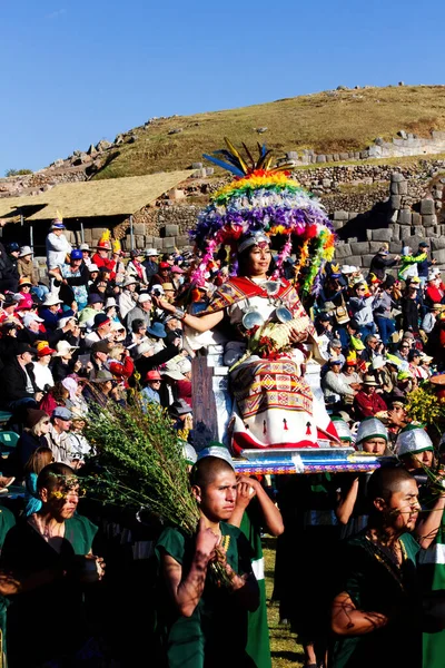 Фестиваль Інті Реймі Куско Перу Південна Америка Чоловіки Жінки Традиційному Стокове Фото