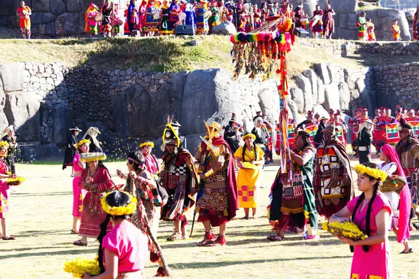 Inti Raymi Festival Cusco Peru América Sul Homens Mulheres Vestidos Fotografia De Stock