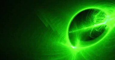 Yeşil Çizgiler Parçacıkları ile Karanlık Arkaplanda Soyut Desenler