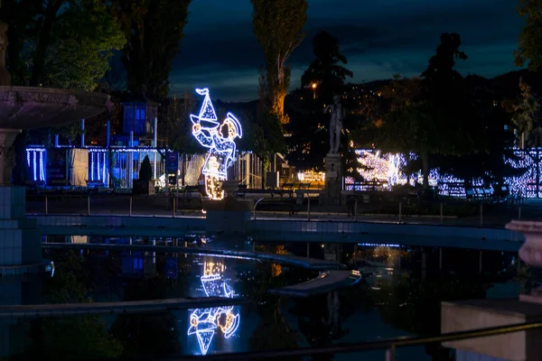 Венгрия Будапешт Ноября 2022 Lumina Park Light Show Пять Континентов — стоковое фото