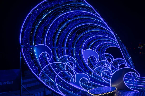 Hungria Budapeste Novembro 2022 Lumina Park Lightshow Representação Cinco Continentes — Fotografia de Stock