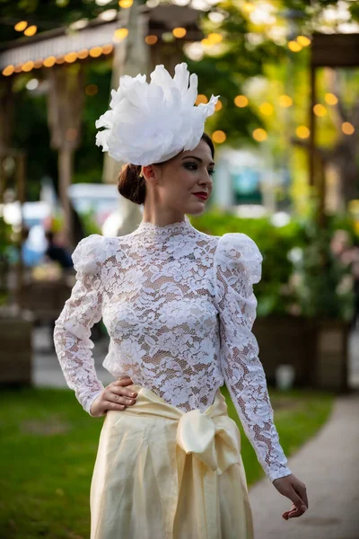 stock image Hungary Budapest Aug. 25, 2022 Nostalgic time travel in the Budapest City Park in the style of the 1920s.Designer:  Ms. Hajnalka Trizs.    Free Public event !!!  