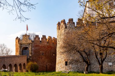 Siklos Kalesi baharda detaylarla dolu. Siklos Kalesi, Macaristan 'ın Siklos şehrinde bir ortaçağ kalesidir..