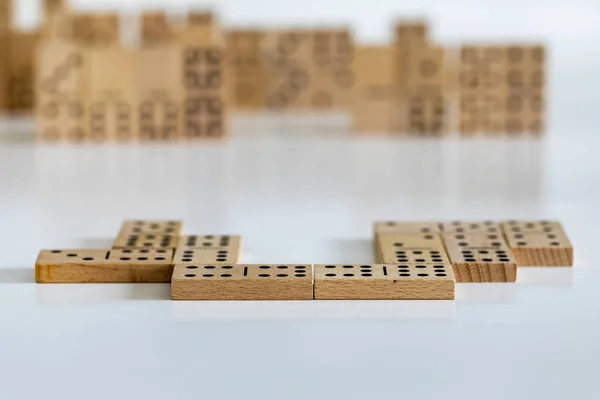stock image Classic domino tiles on white background, closeup