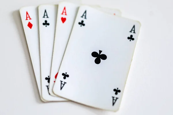 Set Four Aces Playing Cards Winning Poker Hand — Stock Photo, Image