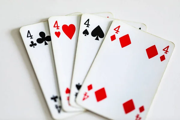Négy Kártyás Szett Számú Póker Kártya — Stock Fotó