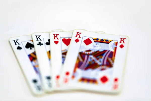 Királyok Egy Sorban Játék Kártyák Elszigetelt Fehér Jogdíjmentes Stock Képek