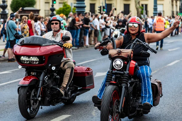 Boedapest Hongarije Juni 2023 Harley Davidson 120 Jubileum Motorfiets Trikes — Stockfoto