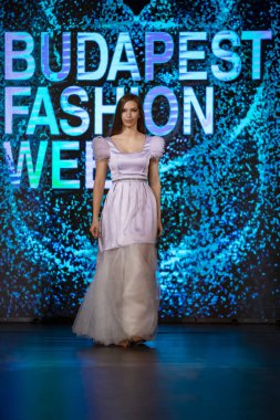Budapest Hungary May 2023: Budapest Fashion Week collections designer by VHR.