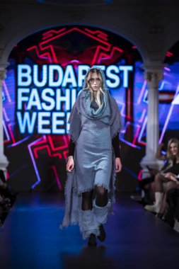 Budapeşte Macaristan, 22 Kasım: Budapeşte Moda Haftası modeli podyumdaki 