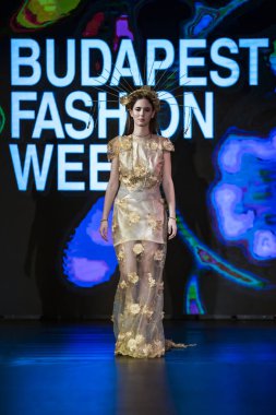 Budapeşte Macaristan, 22 Kasım: Budapeşte Moda Haftası modeli podyumdaki 