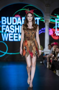 Budapeşte Macaristan, 22 Kasım: Budapeşte Moda Haftası modeli podyumdaki 