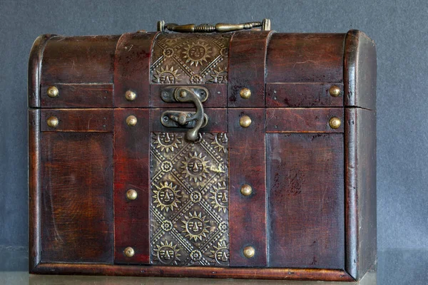 old wooden suitcase. old wooden chest