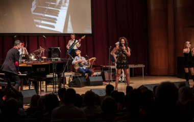 Gyor Macaristan - 02 Aralık 2022 Boogie Woogie festivali. Richter Hall Festivali 'nde Dniel Balzs Üçlüsü ve daha birçok canlı müzik çalıyor.. 