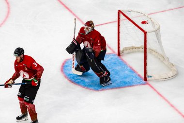 Macaristan Szekesfehervar 19. Nisan. - 24. Macaristan, Norveç buz hokeyi maçını 2-1 kazanarak kazandı..  