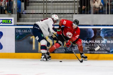 Macaristan Szekesfehervar 19. Nisan. - 24. Macaristan, Norveç buz hokeyi maçını 2-1 kazanarak kazandı..  