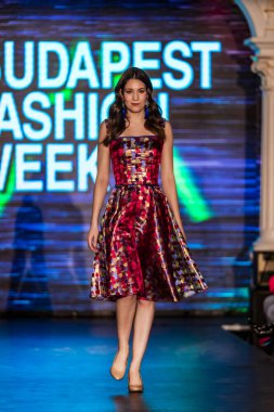 Budapeşte Macaristan, 22 Kasım: Budapeşte Moda Haftası modeli podyumdaki 