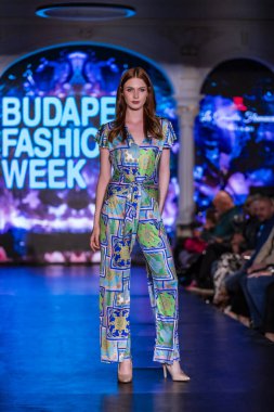 Budapeşte Macaristan, 22 Kasım: Budapeşte Moda Haftası modeli podyumdaki 