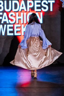 Budapeşte Macaristan, 22 Kasım: Budapeşte Moda Haftası modeli podyumdaki 