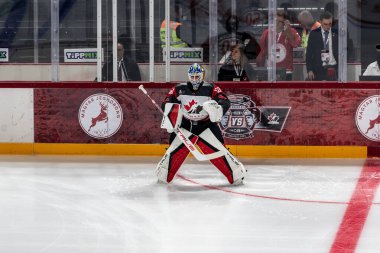 Budapeşte Macaristan Mayıs. 07 2024 Kanada - Macaristan hokey maçında her iki ülke milli takımları da yer aldı. Kanada - Macaristan 4: 0 